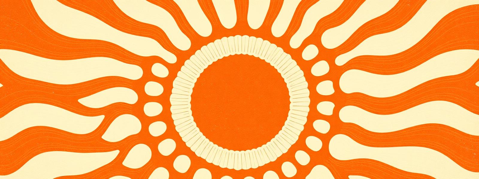 Psychedelic screenprinted sunburst pattern